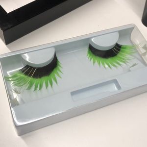 Dramatic Black Green Feather False Eyelashes 💚💚